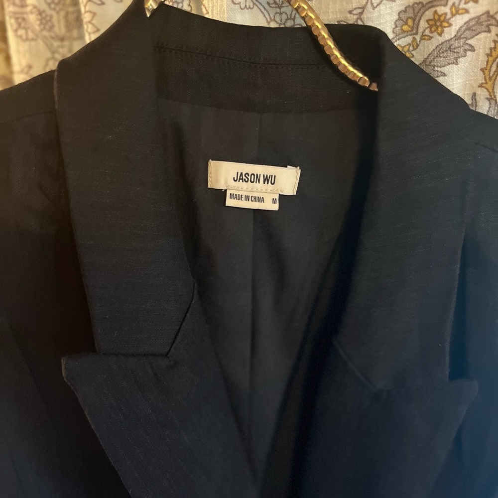 Jason Wu Black Linen Blend Double Breasted Peak Lapel Blazer‎ Dress